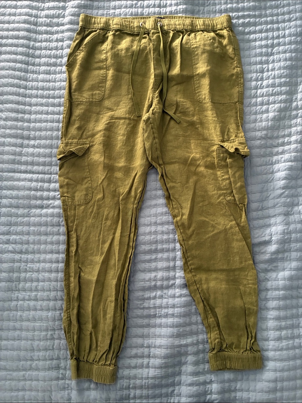 Casual Olive Cargo Joggers with Drawstring Waist